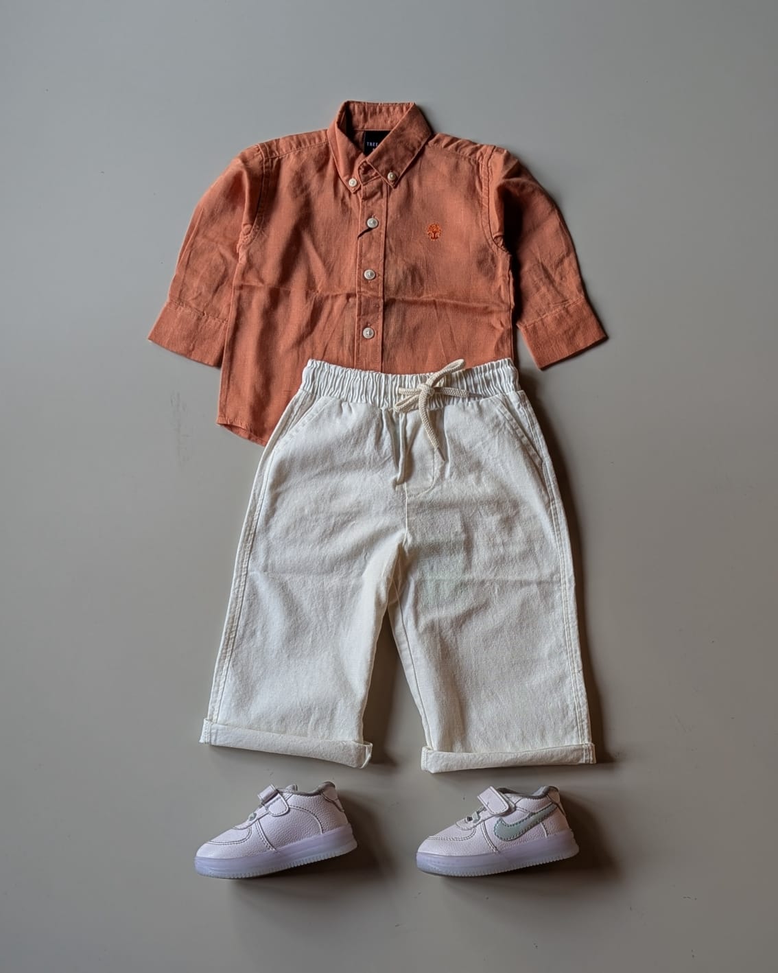 STIM174-01 Boys Full Sleeve Oversized Solid Colour Shirt with Linen Pant Combo