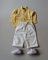 STIM174-04 Boys Full Sleeve Oversized Solid Colour Shirt with Linen Pant Combo