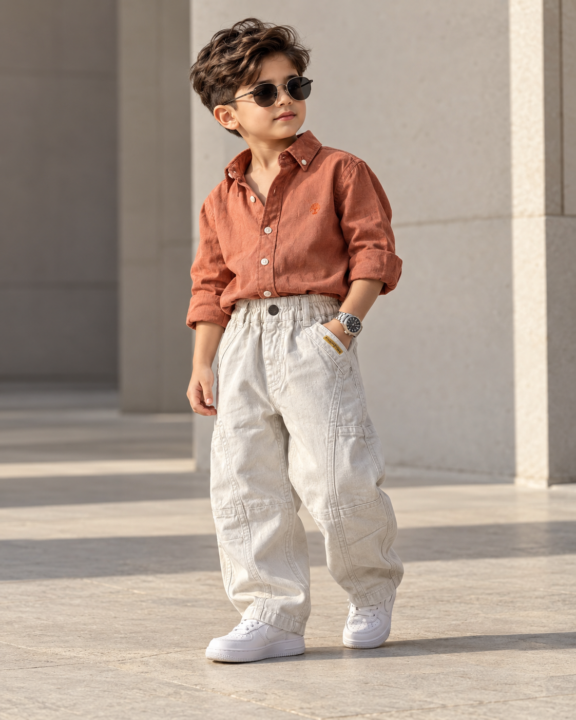SHTCD01-04 Boys Full Sleeve Oversized Solid Colour Shirt