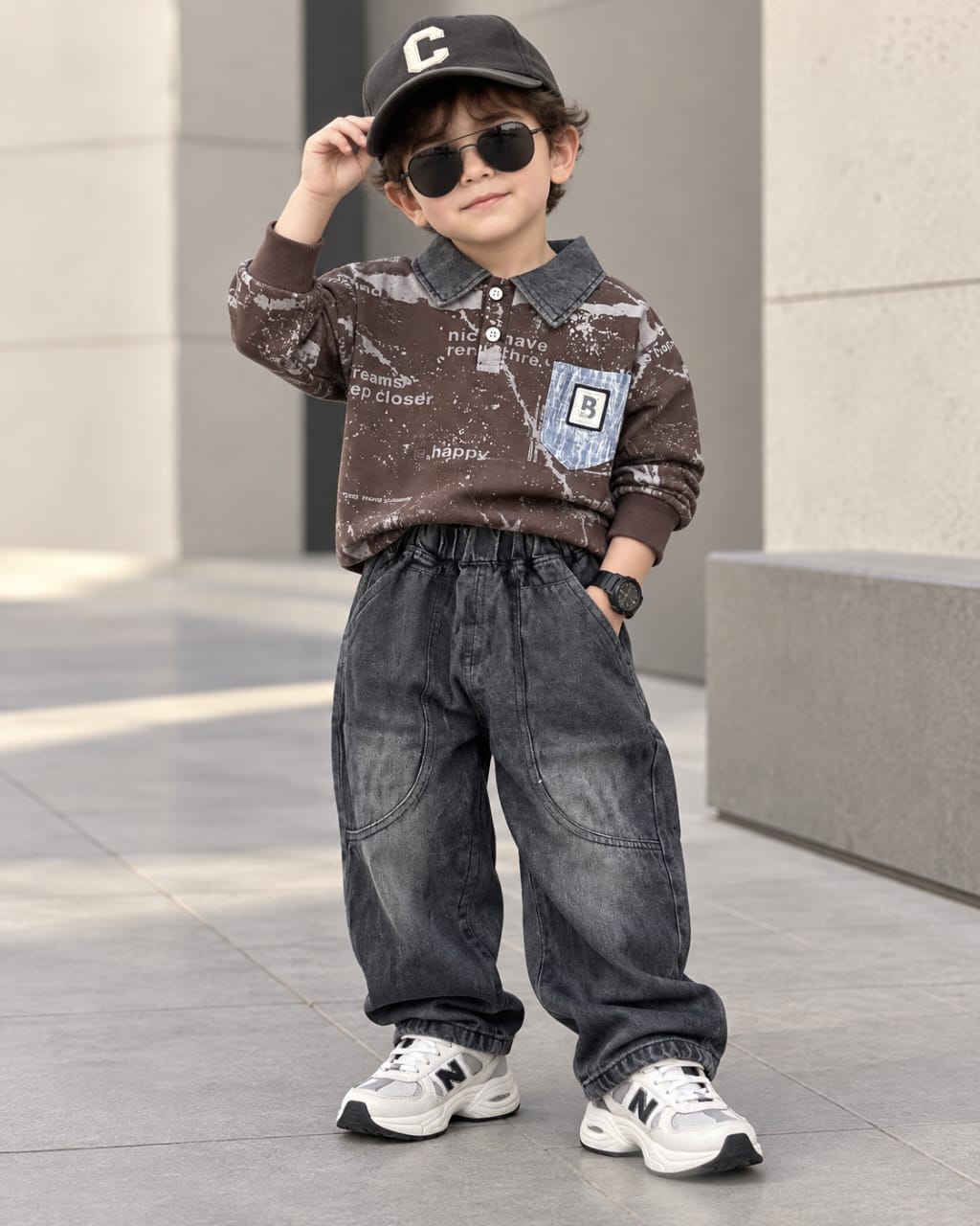 STIM122 Unisex Full Sleeve Oversized Full Sleeve Polo T Shirt and Pant Set