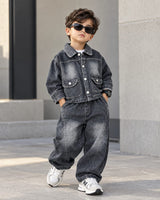 STIM130 Unisex Full Sleeve Denim Jacket with Baggy Pant Set