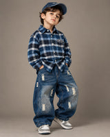 STIM139 Boys Full Sleeve Oversized Shirt with Baggy Jeans