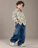 STIM138 Boys Full Sleeve Oversized Shirt with Super Baggy Jeans