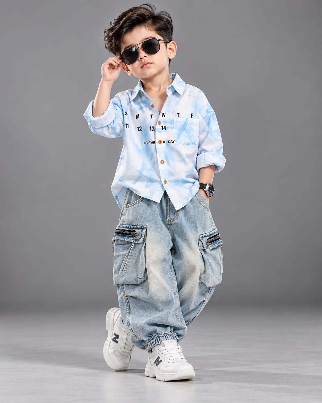 STIM157 Boys Full Sleeve Shirt with Baggy Jogger Pant