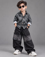 STIM152 Boys Full Sleeve Oversized Shirt with Super Baggy Jeans
