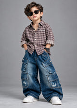 STIM140 Boys Full Sleeve Oversized Shirt with Super Baggy Jeans