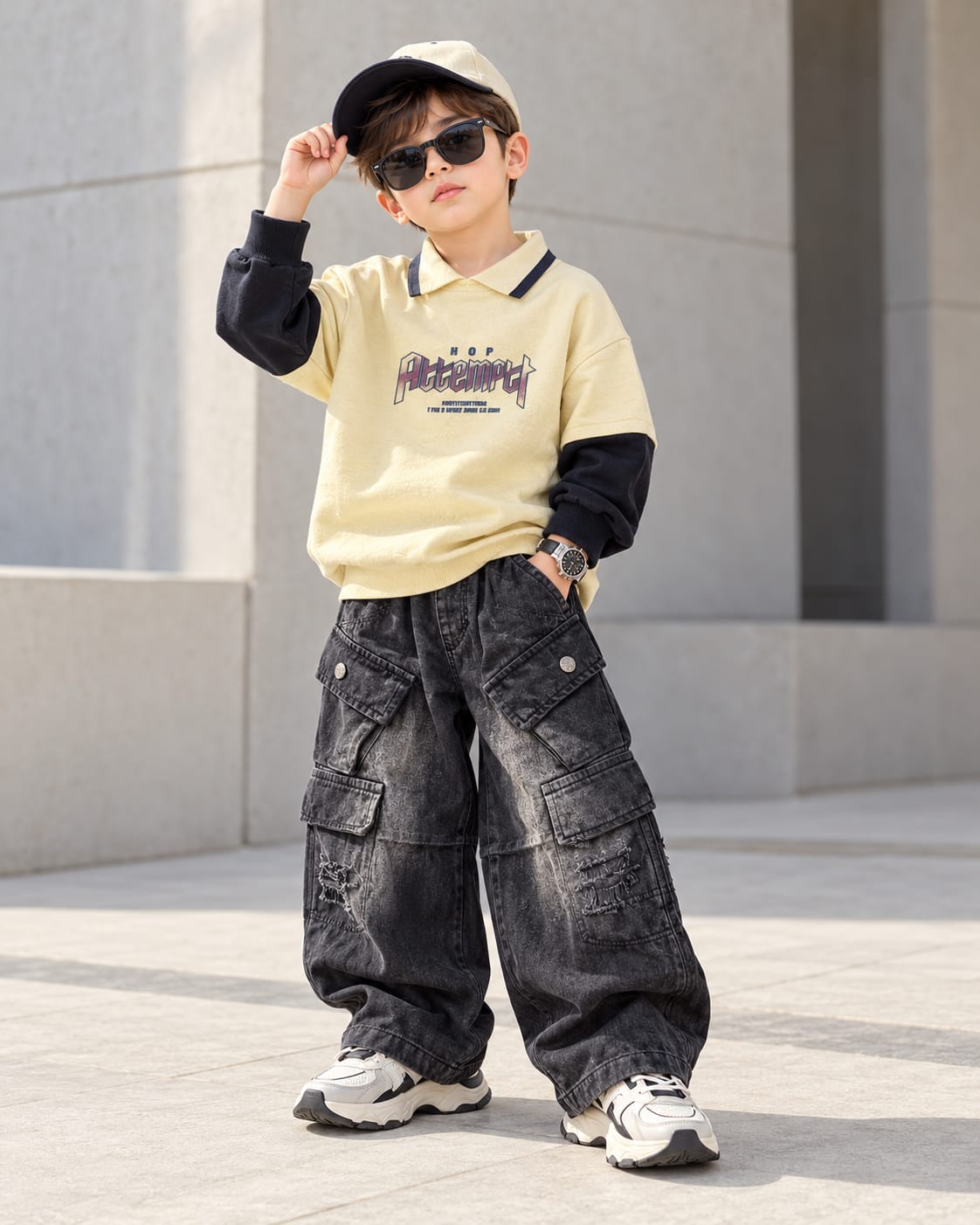 TSHIMB07-01 Unisex Full Sleeve Oversized Polo T Shirt