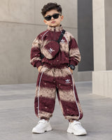 STIM172-03 Unisex Full Sleeve Oversized High Neck Zipper Jacket with Bag Attatched and Jogger Pant Set