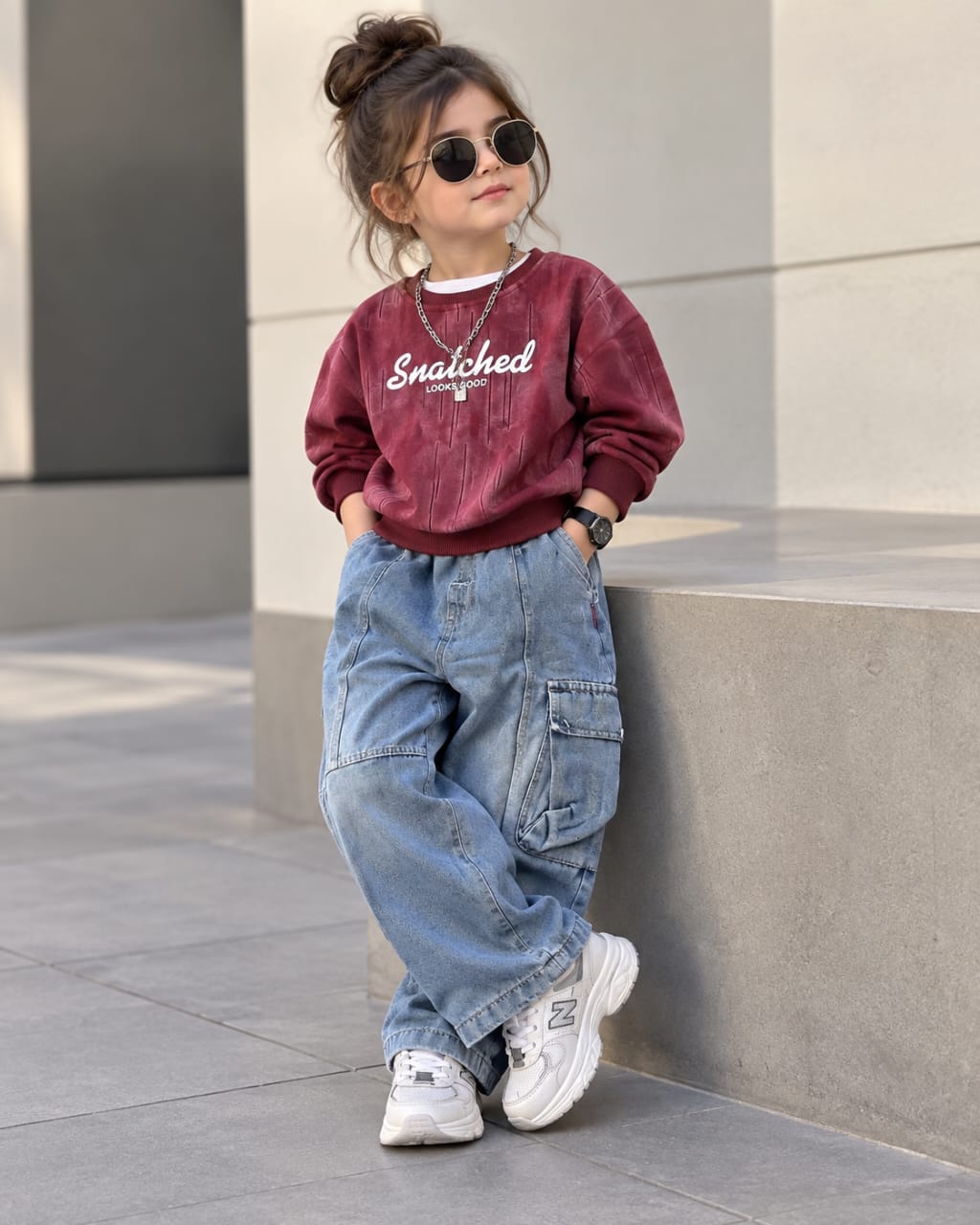 STIM173-02 Unisex Full Sleeve Oversized T Shirt with Attatched Chain and Pant Set