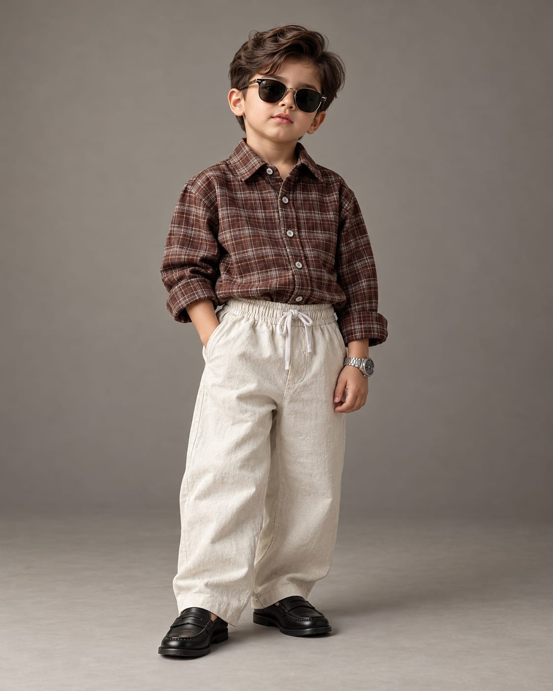 SHGMU05-02 Boys Full Sleeve Oversized Check Shirt