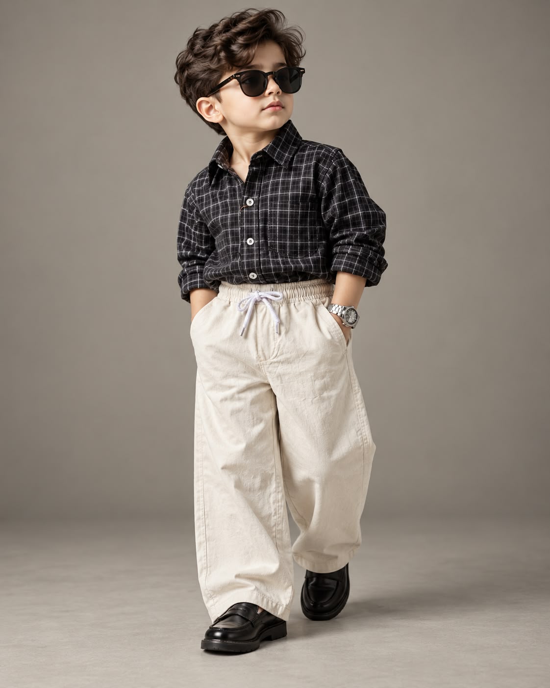 SHGMU06-03 Boys Full Sleeve Oversized Check Shirt