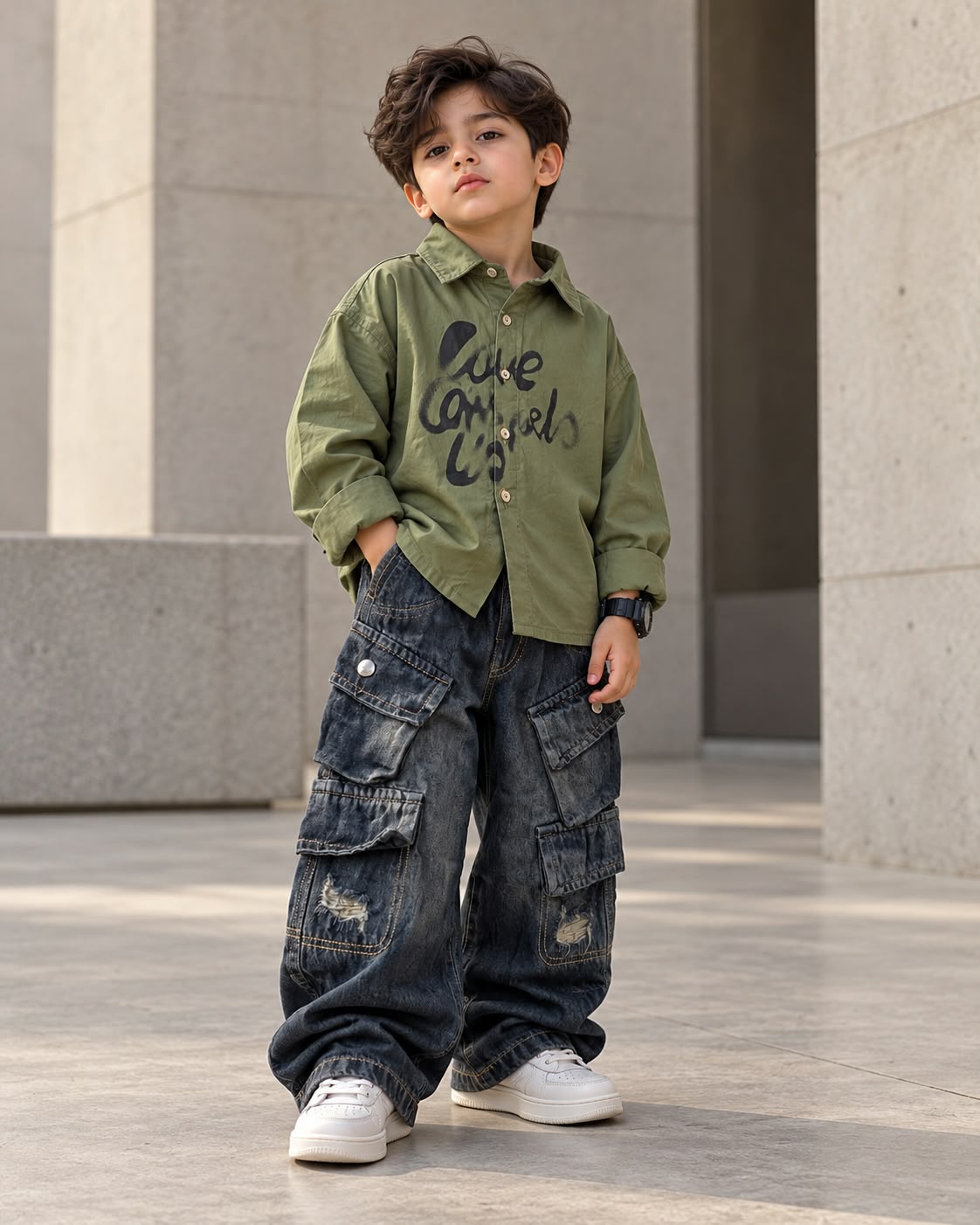 SHWFD01-01 Boys Full Sleeve Oversized Shirt