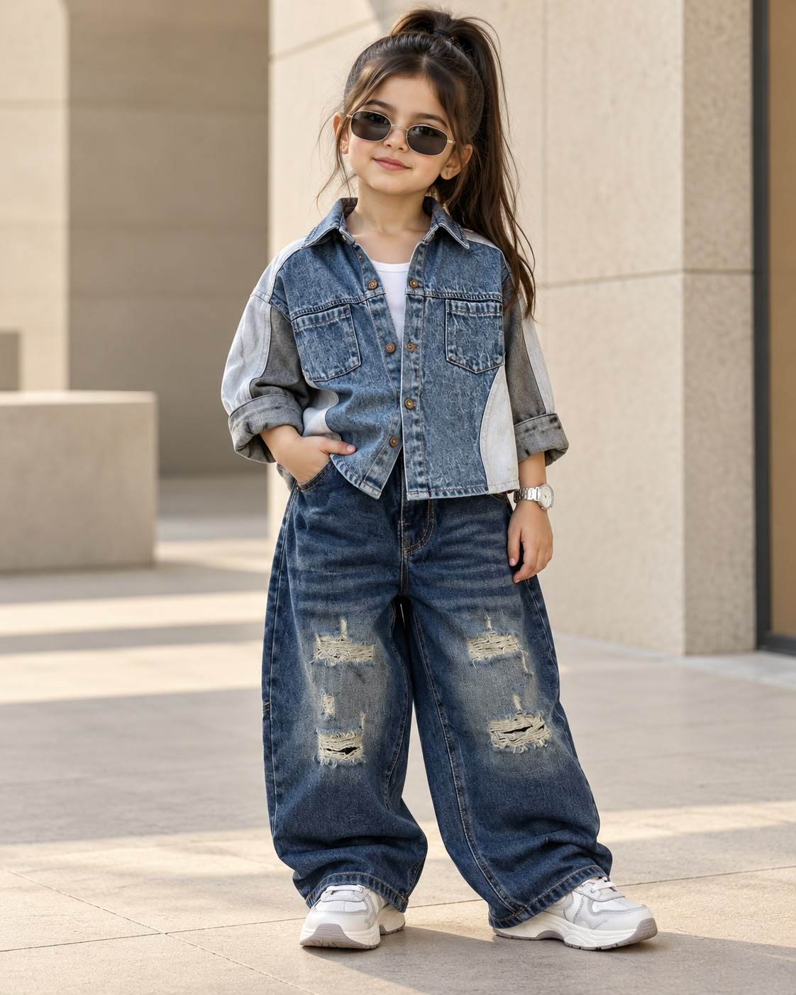 SHIMP01-01 Unisex Full Sleeve Oversized Denim Shirt