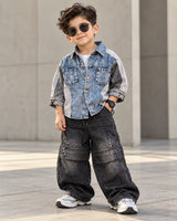 SHIMP01-02 Unisex Full Sleeve Oversized Denim Shirt
