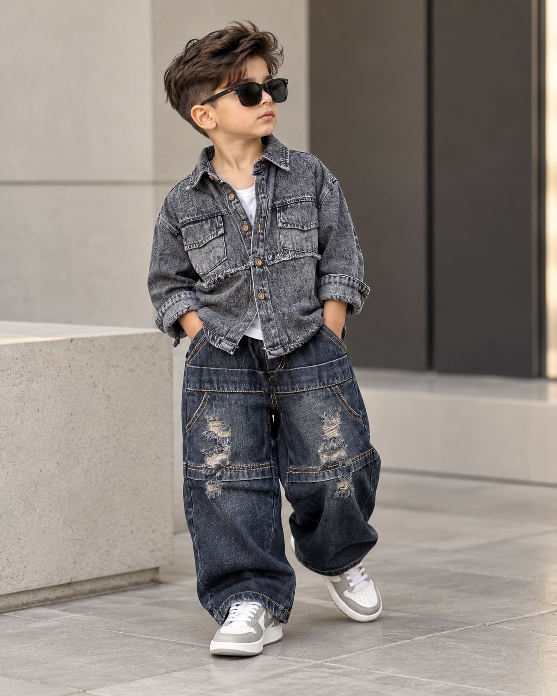 SHIMP02-03 Unisex Full Sleeve Oversized Denim Shirt
