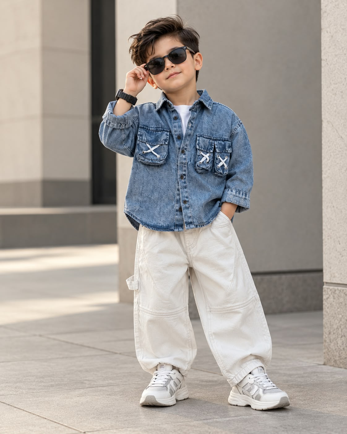 SHIMP03-02 Unisex Full Sleeve Oversized Denim Shirt