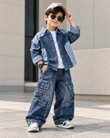 SHIMPF03-01 Unisex Full Sleeve Oversized Denim Shirt