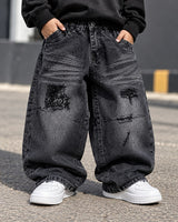 JNS126-01 Unisex Distressed Baggy Jeans