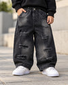 JNS124-02 Unisex Distressed Super Baggy Jeans