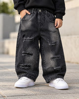 JNS124-02 Unisex Distressed Super Baggy Jeans