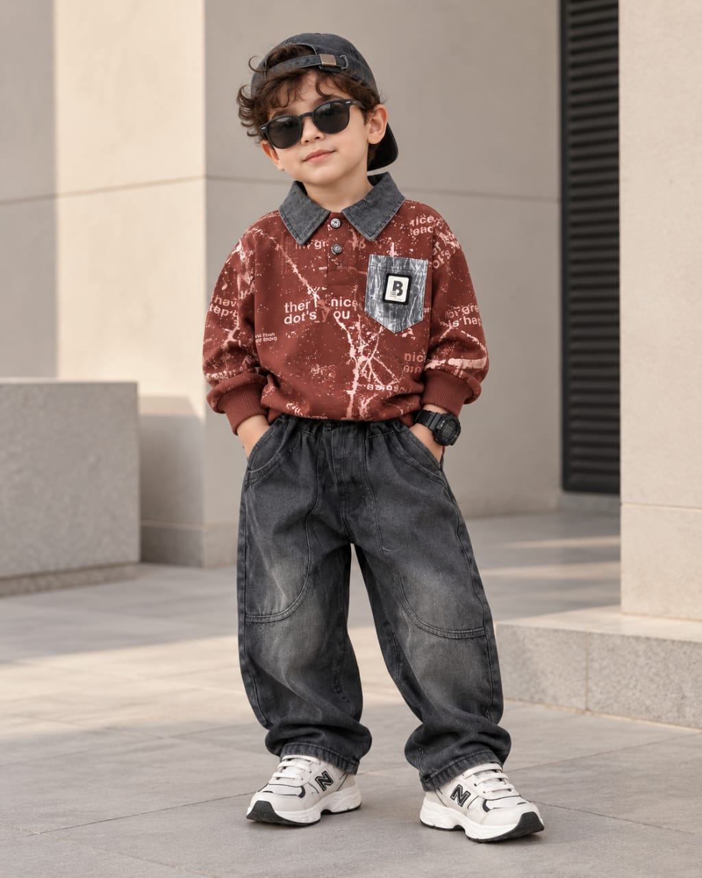 STIM122 Unisex Full Sleeve Oversized Full Sleeve Polo T Shirt and Pant Set