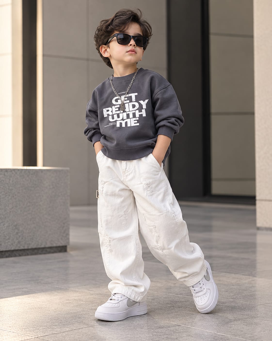 TSHIMB02 Unisex Full Sleeve Oversized T shirt with Attatched Chain