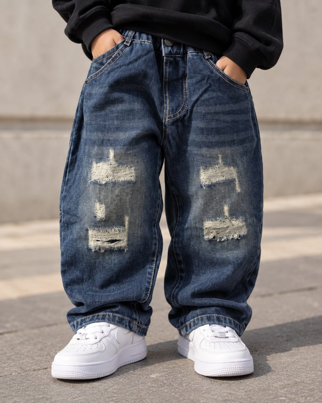 JNSIM119 Unisex Distressed Baggy Jeans