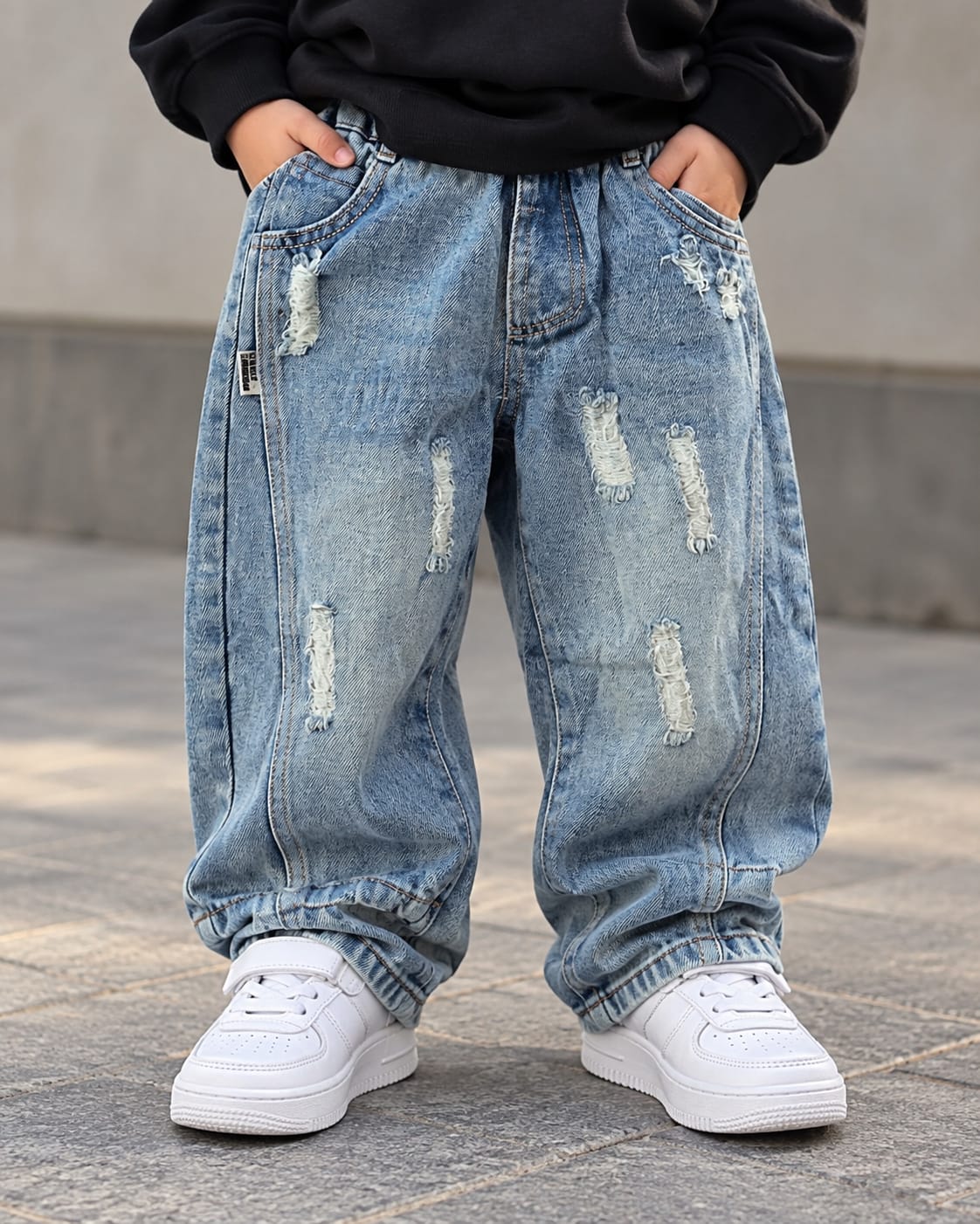JNSIM120 Unisex Distressed Baggy Jeans