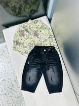 STIM133 Boys Full Sleeve Oversized Printed Shirt and Baggy Jeans Set