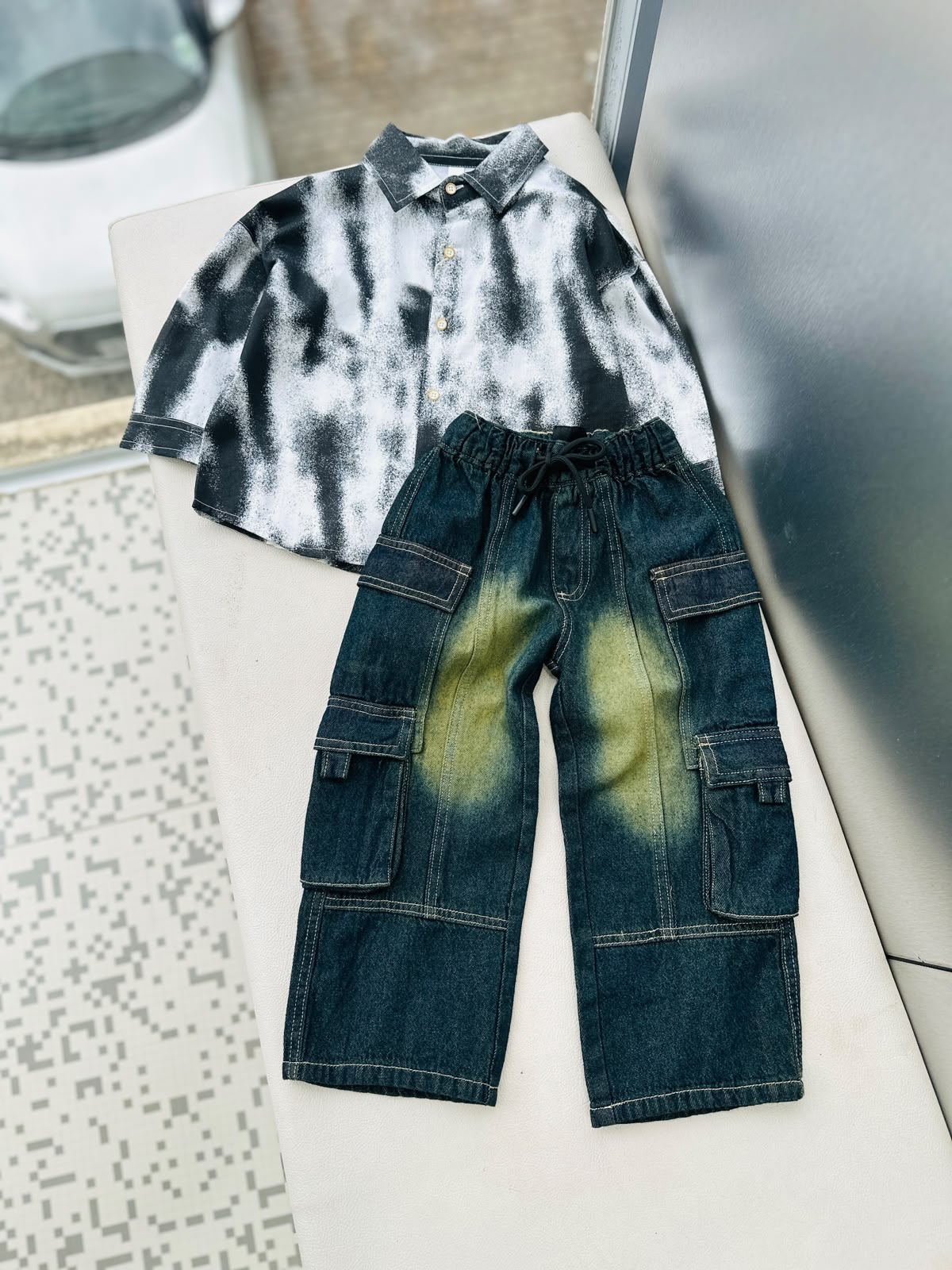 STIM154 Boys Full Sleeve Oversized Shirt with Baggy Jeans