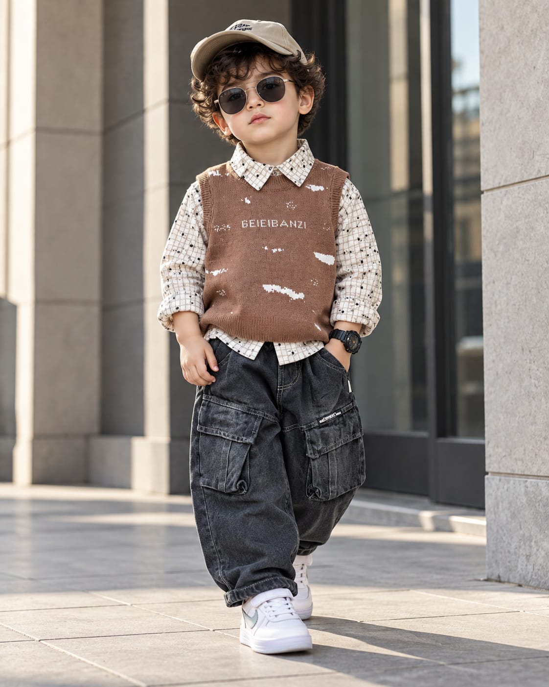 STIM169 Unisex Full Sleeve Oversized Shirt with Attatched Vest with Pant Set