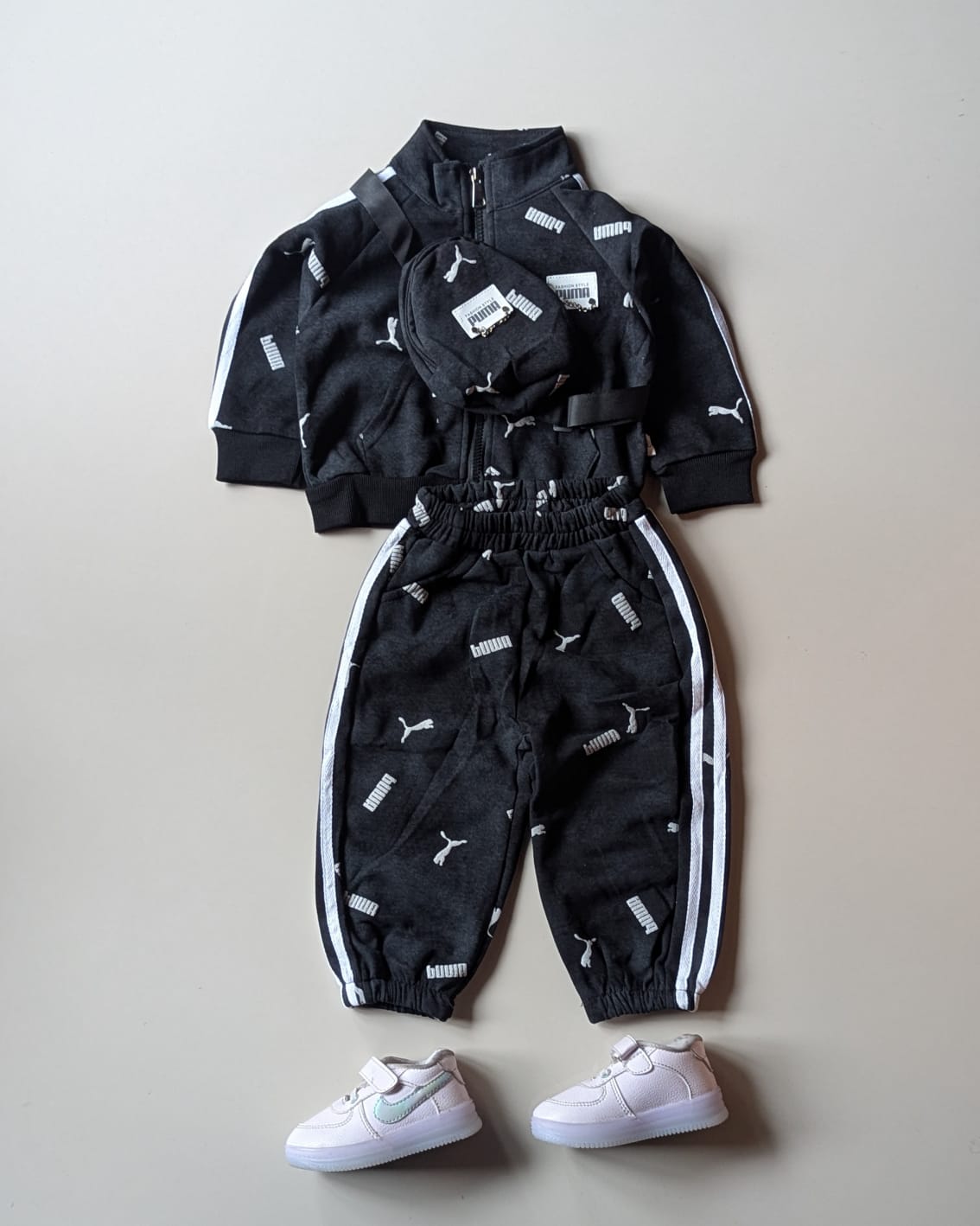 STIM170-04 Unisex Full Sleeve Oversized Zipper Jacket with Attatched Bag and Jogger Pant Set