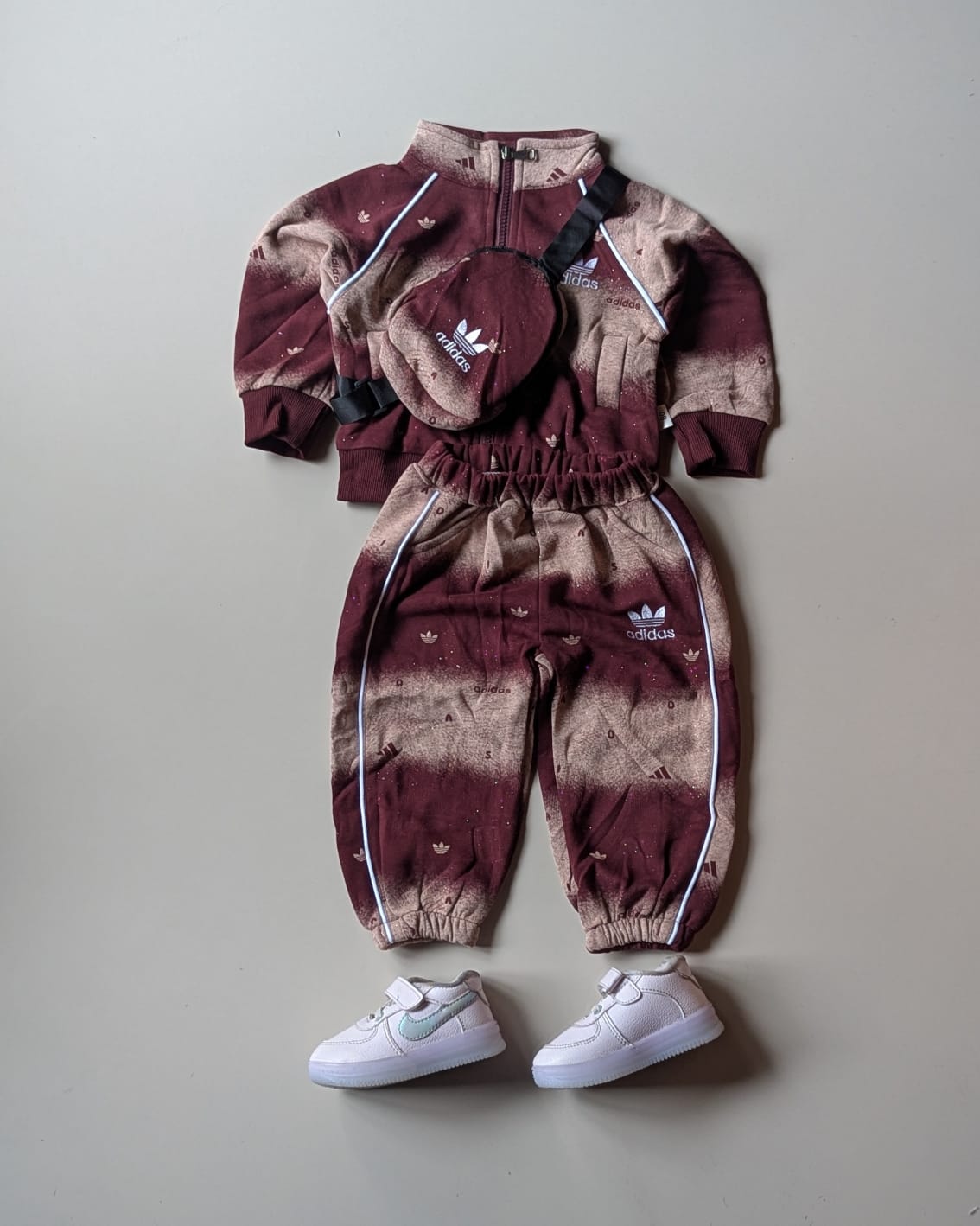 STIM172-03 Unisex Full Sleeve Oversized High Neck Zipper Jacket with Bag Attatched and Jogger Pant Set