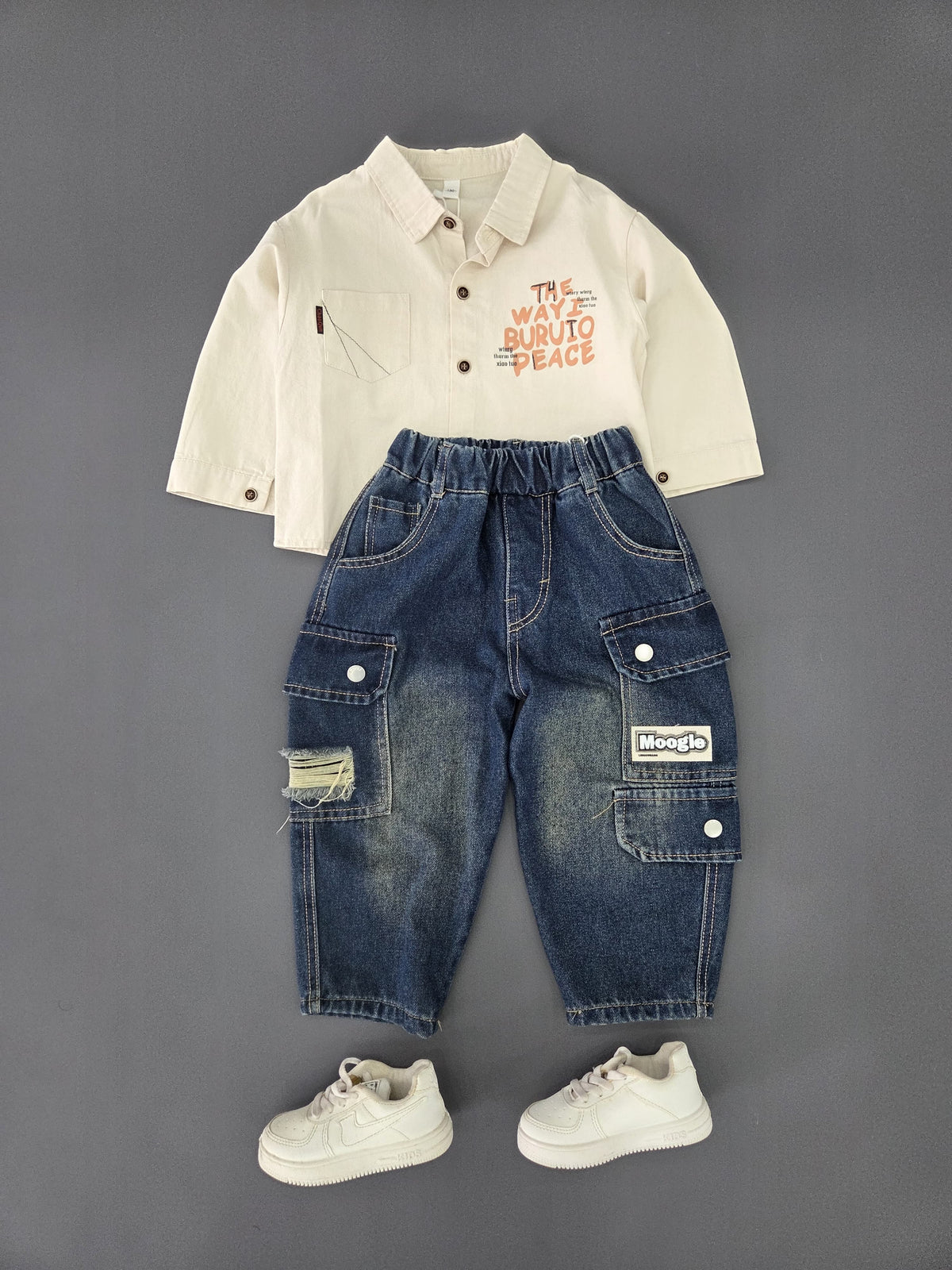 STIM159 Boys Full Sleeve Oversized Shirt with Baggy Jeans