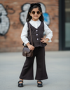 Full Sleeve Top with Vest and Wide Leg Pant Set
