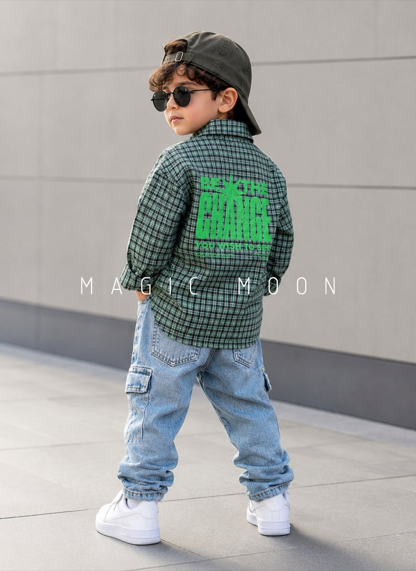 SHFS15 Boy's Full Sleeve Oversized Back Printed Shirt