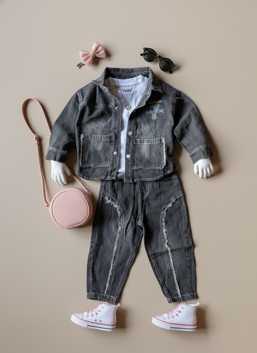 Unisex Full Sleeve Oversized Denim Jacket and Pant Set ( No Inner T Shirt Included)