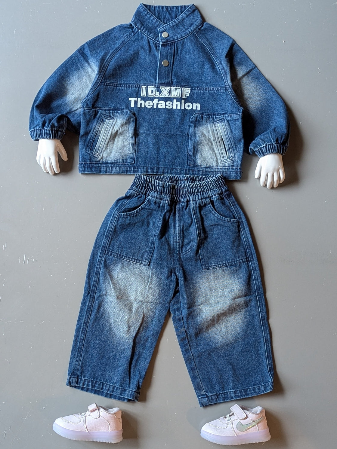 Unisex Full Sleeve High Neck Denim Jacket with Pant Set