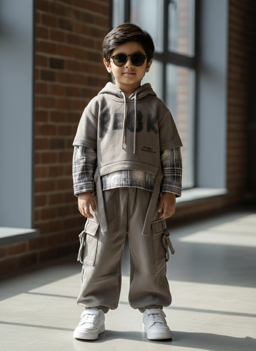 Unisex Full Sleeve Oversized Hooded T Shirt and Cargo Pant Set