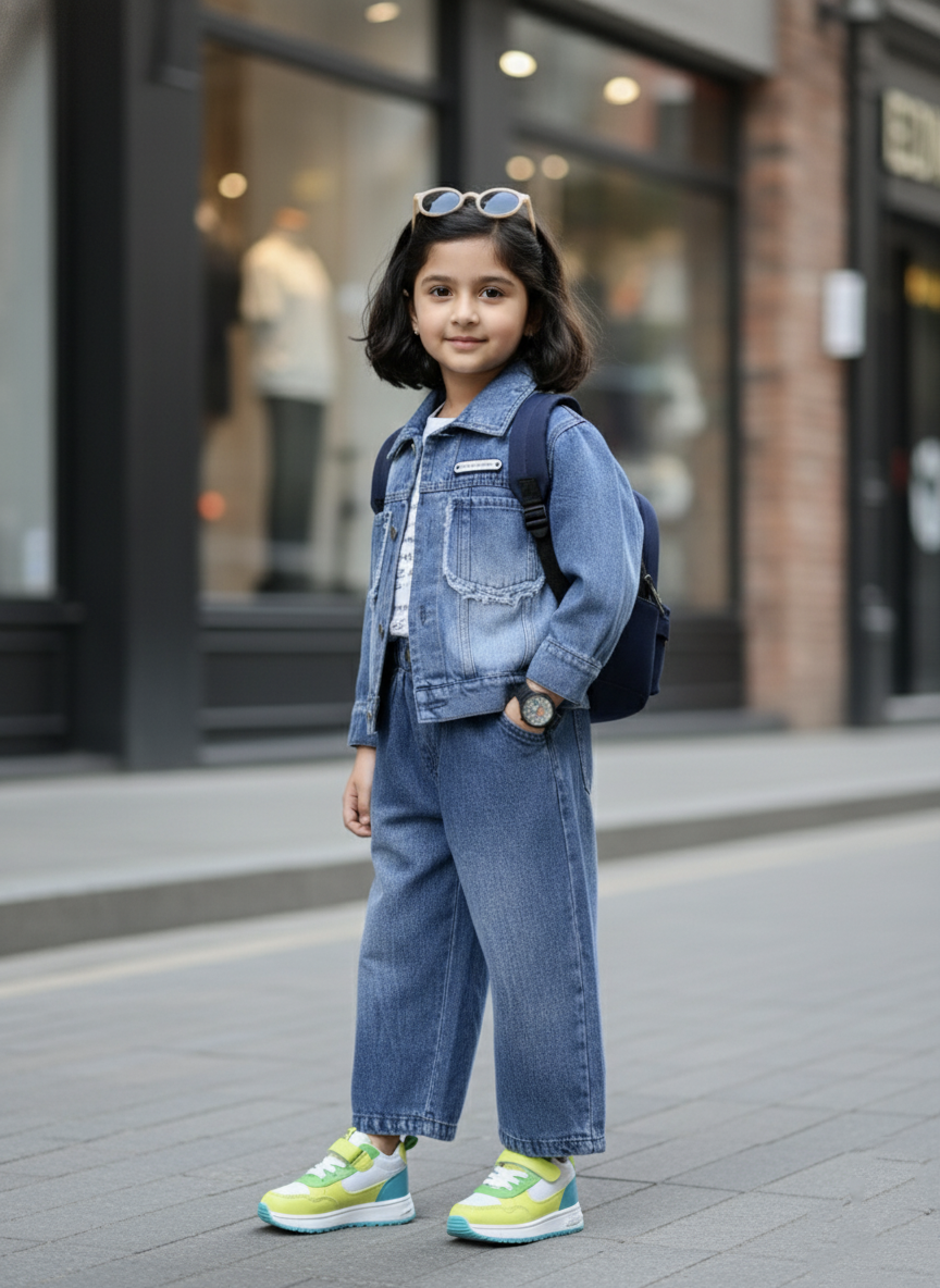 Unisex Full Sleeve Denim Jacket, Inner T Shirt and Pant Set