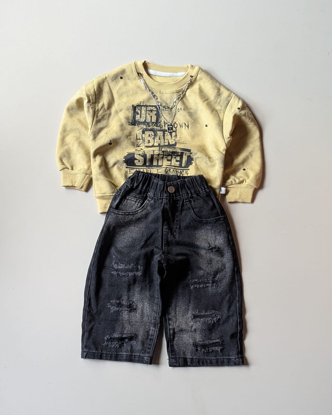 TSHCMB07 Unisex Full Sleeve Oversized T Shirt with Super Baggy Jeans