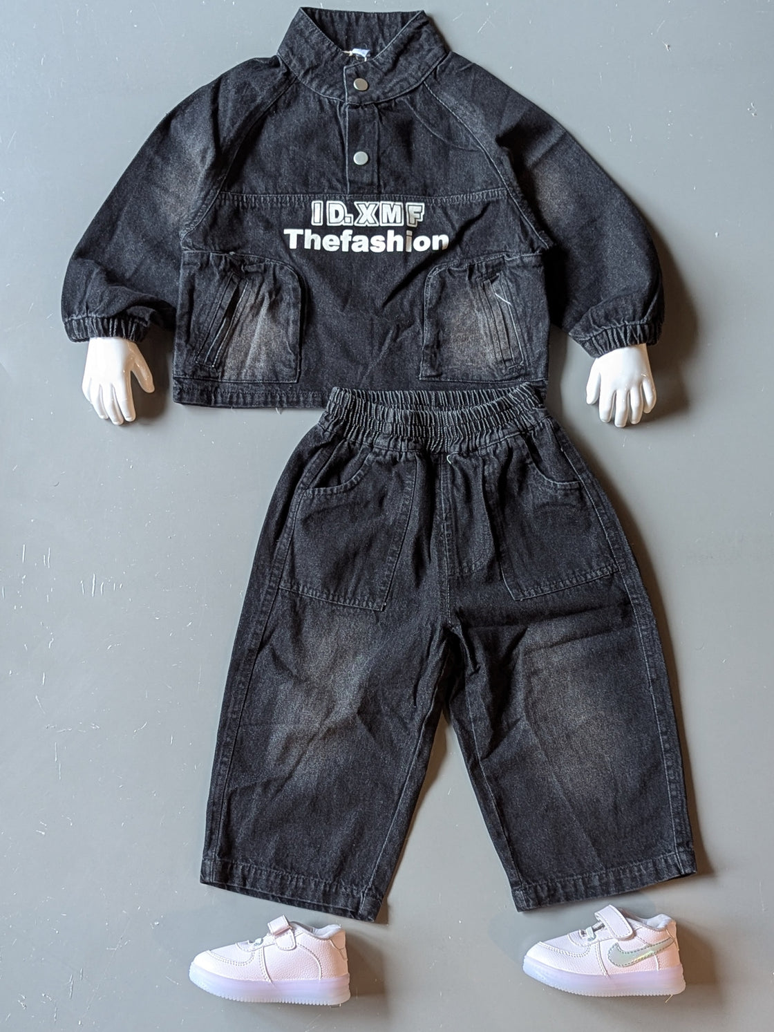 Unisex Full Sleeve Oversized High Neck Denim Jacket and Pant Set