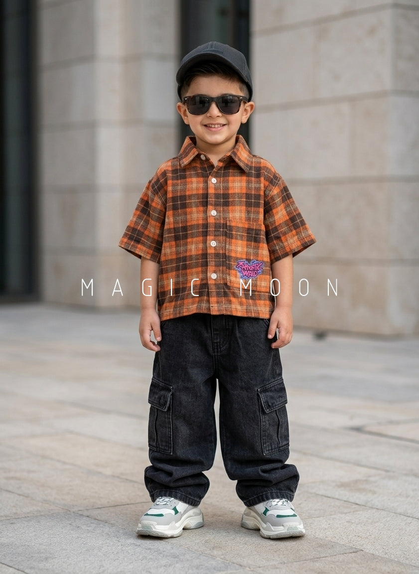 SHHS02 Boy's Half Sleeve Oversized Back Printed Shirt