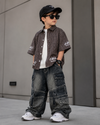 SHGME04-03 Boys Half Sleeve Oversized Boxy Fit Shirt