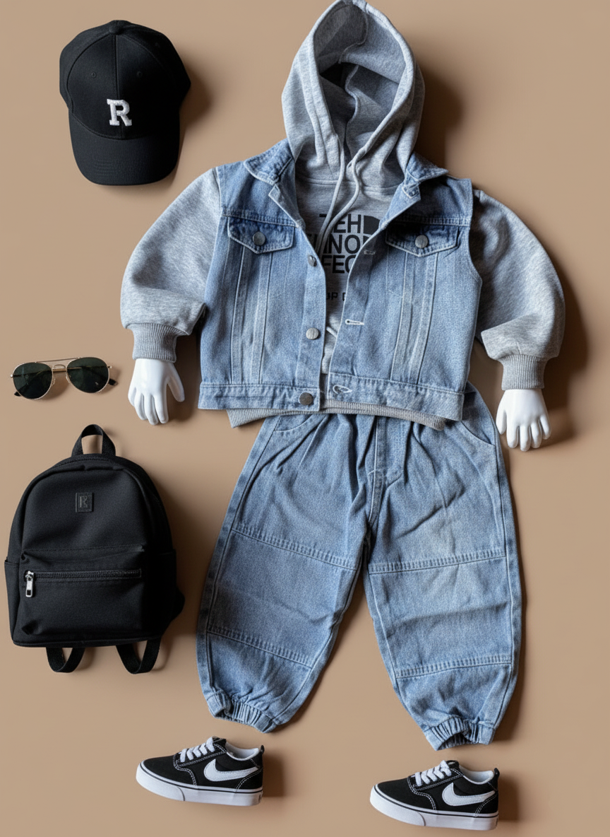Unisex Full Sleeve Oversized Hooded T Shirt, Jacket and Pant Set