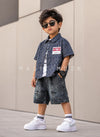 ST105 Unisex Half Sleeve Oversized Shirt with Inner T Shirt and Shorts Set