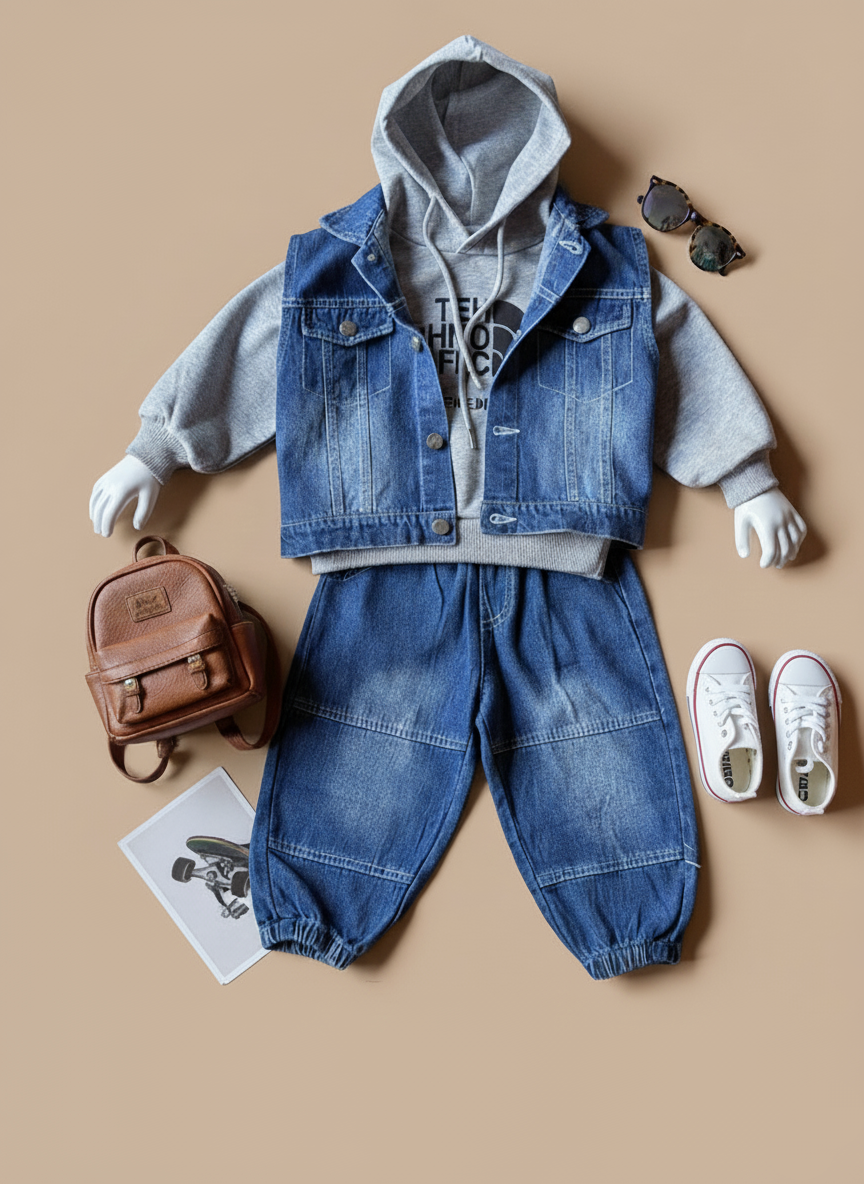 Unisex Full Sleeve Oversized Hooded T Shirt, Jacket and Pant Set