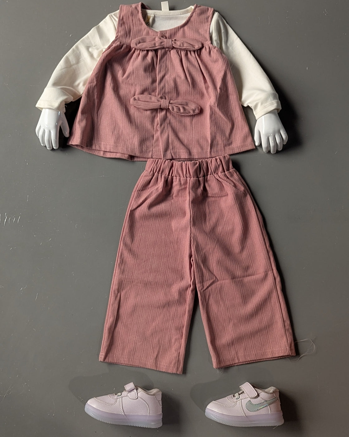 Full Sleeve Inner T Shirt, Vest and Wide Leg Pant Set