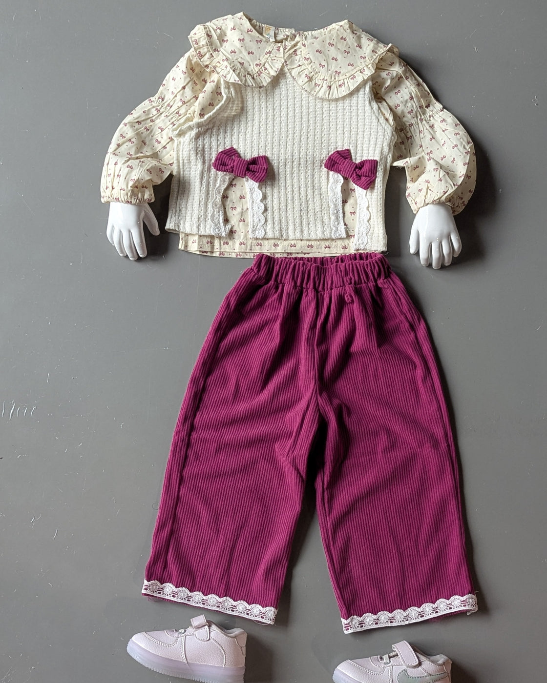 Full Sleeve Top , Vest and Wide Leg Pant