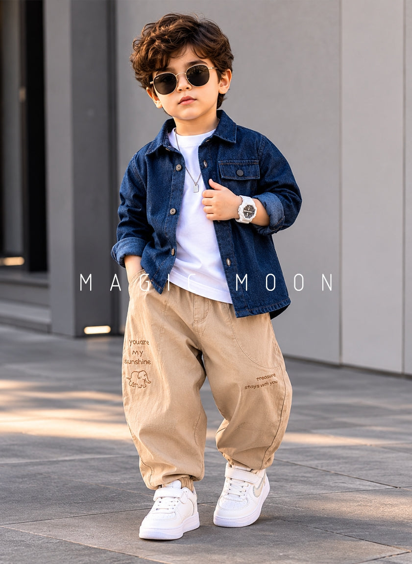 SHFS13 Boy's Full Sleeve Oversized Denim Shirt